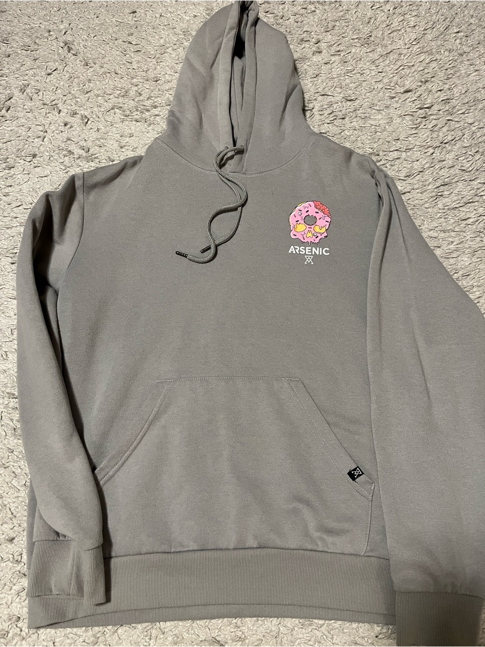 Gray Pullover Hoodie with Pink Donut Graphic